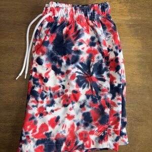 Red and Blue Tie-Dye Shorts